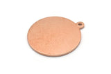 Copper Round Charm, 6 Raw Copper Round Tags, Round Charms With 1 Loop (20x18x0.80mm) M03025