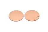 Copper Round Charm, 6 Raw Copper Round Tags, Round Charms With 2 Holes (18x0.80mm) M03026