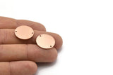 Copper Round Charm, 6 Raw Copper Round Tags, Round Charms With 2 Holes (18x0.80mm) M03026
