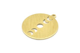 Brass Moon Charm, 6 Textured Raw Brass Moon Phases Charms With 1 Loop (24x22x0.80mm) M02913
