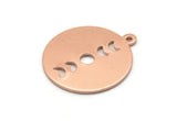 Copper Moon Charm, 8 Raw Copper Moon Phases Stamping Charm With 1 Loop (20x18x0.80mm) M02969