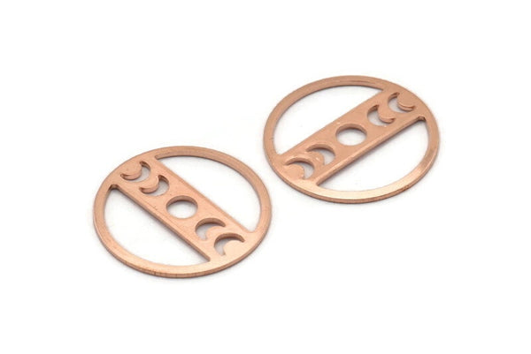 Copper Moon Blank, 4 Raw Copper Moon Phases Stamping Blanks (22x0.80mm) M02940