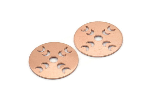 Copper Moon Blank, 4 Raw Copper Moon Phases Stamping Blanks (22x0.80mm) M02960