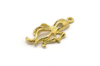 Brass Octopus Charm, 4 Raw Brass Octopus Charms With 1 Loop, Pendants, Earring Findings (28x15mm) N1864