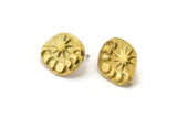 Brass Irregular Earring, 4 Raw Brass Irregular Moon Phases Shaped Stud Earrings With 1 Loop (20x18x0.8mm) N1878