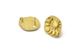 Brass Irregular Earring, 4 Raw Brass Irregular Moon Phases Shaped Stud Earrings With 1 Loop (20x18x0.8mm) N1878
