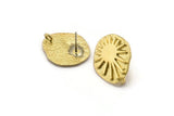 Brass Irregular Earring, 2 Raw Brass Irregular Sun Shaped Stud Earrings With 1 Loop (20x18x0.8mm) N1869