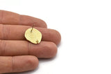 Brass Irregular Earring, 4 Hammered Raw Brass Irregular Shaped Stud Earrings With 1 Loop (20x18x0.9mm) N1871