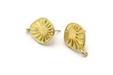 Brass Irregular Earring, 4 Raw Brass Irregular Sun Shaped Stud Earrings With 1 Loop (19x14x1mm) N1860