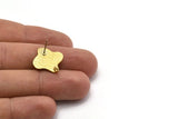 Brass Irregular Earring, 4 Raw Brass Irregular Shaped Stud Earrings With 1 Loop (20x19x1.5mm) N1870