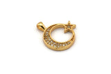 Gold Moon Charm, Gold Plated Moon And Star, Cubic Zircon, CZ Pave Moon Charm, Zircon Charm Pendants (16x17mm) SY0093