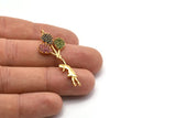 Gold Balloon And Girl Charm, Gold Plated Balloon, Cubic Zircon, CZ Pave Balloon Charm, Zircon Charm Pendants With 1 Loop (47x19x3mm) SY0091