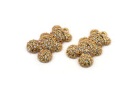 Gold Bear Charm, Gold Plated Bear, Cubic Zircon, CZ Pave Bear Charm, Zircon Charm Pendants With 1 Loop (19x13x4mm) SY0088