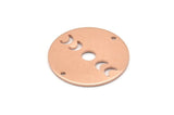 Copper Moon Charm, 4 Raw Copper Moon Phases Charms With 2 Holes (22x0.80mm) M02932