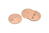Copper Moon Charm, 4 Raw Copper Moon Phases Charms With 2 Holes (22x0.80mm) M02932