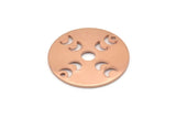 Copper Moon Charm, 4 Raw Copper Moon Phases Charms With 2 Holes (22x0.80mm) M02957