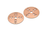 Copper Moon Charm, 4 Raw Copper Moon Phases Charms With 2 Holes (22x0.80mm) M02957