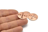 Copper Moon Charm, 4 Raw Copper Moon Phases Charms With 2 Holes (22x0.80mm) M02957