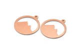 Copper Round Charm, 10 Raw Copper Mountain Shaped Round Charms With 1 Loop, Pendants, Earring Findings (20x18x0.80mm) M03020