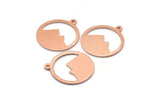 Copper Round Charm, 10 Raw Copper Mountain Shaped Round Charms With 1 Loop, Pendants, Earring Findings (20x18x0.80mm) M03020