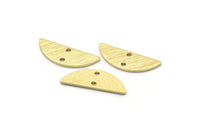 Semi Circle Charm, 24 Textured Raw Brass Half Moon Charms With 2 Holes, Blanks, Stamping Blanks (7x18x0.80mm) M03041