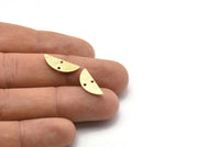 Semi Circle Charm, 24 Textured Raw Brass Half Moon Charms With 2 Holes, Blanks, Stamping Blanks (7x18x0.80mm) M03041
