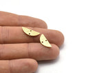 Semi Circle Charm, 24 Textured Raw Brass Half Moon Charms With 2 Holes, Blanks, Stamping Blanks (7x18x0.80mm) M03041