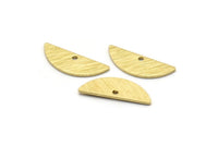 Semi Circle Charm, 24 Textured Raw Brass Half Moon Charms With 1 Hole, Blanks, Stamping Blanks (7x18x0.80mm) M03040