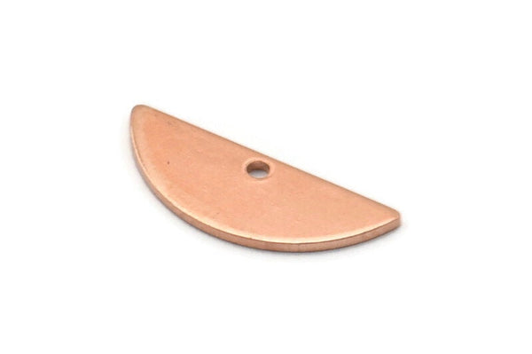 Semi Circle Charm, 12 Raw Copper Half Moon Charms With 1 Hole, Blanks, Stamping Blanks (7x18x0.80mm) M03036