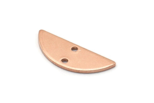Semi Circle Charm, 12 Raw Copper Half Moon Charms With 2 Holes, Blanks, Stamping Blanks (7x18x0.80mm) M03016