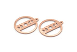 Copper Moon Charm, 8 Raw Copper Moon Phases Stamping Charm With 1 Loop (18x0.80mm) M03010