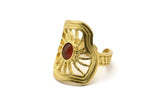 Brass Royal Ring, Raw Brass Royal Rings With 1 Stone Settings - Pad Size 4x6mm N1896