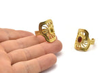 Brass Royal Ring, Raw Brass Royal Rings With 1 Stone Settings - Pad Size 4x6mm N1896