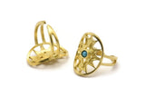 Brass Royal Ring, 2 Raw Brass Royal Rings With 1 Stone Settings - Pad Size 3mm N1898