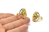 Brass Royal Ring, 2 Raw Brass Royal Rings With 1 Stone Settings - Pad Size 3mm N1898