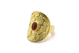 Brass Royal Ring, Raw Brass Royal Rings With 1 Stone Settings - Pad Size 4x6mm N1893