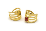 Brass Ring Setting, Raw Brass Duke Ring With 1 Stone Settings - Pad Size 6x8mm N1891