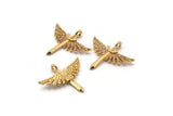 Gold Sword Charm, Gold Plated Sword, Cubic Zircon, CZ Pave Wing Charm, Zircon Charm Pendants With 1 Loop (24x29x2mm) SY0097