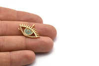Gold Eye Charm, Gold Plated Eye, Cubic Zircon, CZ Pave Eye Charm, Zircon Charm Pendants With 1 Loop (18x26x1.8mm) SY0108