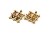 Gold Love Charm, Gold Plated Love, Cubic Zircon, CZ Pave Love Charm, Zircon Charm Pendants With 1 Loop (24x20x1.7mm) SY0103