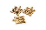 Gold Love Charm, Gold Plated Love, Cubic Zircon, CZ Pave Love Charm, Zircon Charm Pendants With 1 Loop (24x20x1.7mm) SY0103