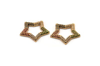 Gold Star Blank, Gold Plated Star, Cubic Zircon, CZ Pave Star Blank, Zircon Blank (22x23x2.5mm) SY0099