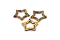 Gold Star Blank, Gold Plated Star, Cubic Zircon, CZ Pave Star Blank, Zircon Blank (22x23x2.5mm) SY0099
