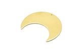 Brass Moon Charm, 4 Raw Brass Moon Crescent Charms With 1 Hole (35x15x0.80mm) M03050