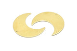 Brass Moon Charm, 4 Raw Brass Moon Crescent Charms With 1 Hole (35x15x0.80mm) M03050