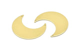 Brass Moon Charm, 4 Raw Brass Moon Crescent Charms With 2 Holes (35x15x0.80mm) M03046