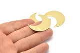 Brass Moon Charm, 4 Raw Brass Moon Crescent Charms With 2 Holes (35x15x0.80mm) M03046