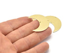 Brass Moon Charm, 4 Raw Brass Moon Crescent Charms With 2 Holes (35x15x0.80mm) M03048