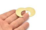 Brass Moon Charm, 4 Raw Brass Moon Crescent Charms With 3 Holes (35x15x0.80mm) M03047