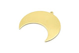 Brass Moon Charm, 4 Raw Brass Moon Crescent Charms With 1 Loop (35x17x0.80mm) M03057